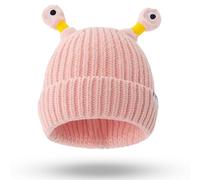 Vacclo Winter Parent-Child Cute Glowing Little Monster Knit Hat - Funny Knitted Hat - Dog Shaped Beanies Crochet Knitted Hats - Unisex Winter Beanie Hat - Winter Thermal Ski Light Pink
