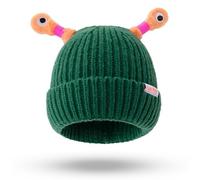 Vacclo Winter Parent-Child Cute Glowing Little Monster Knit Hat - Funny Knitted Hat - Dog Shaped Beanies Crochet Knitted Hats - Unisex Winter Beanie Hat - Winter Thermal Ski Dark Green