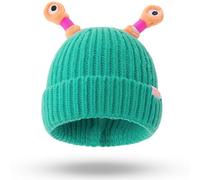 Vacclo Winter Parent-Child Cute Glowing Little Monster Knit Hat - Funny Knitted Hat - Dog Shaped Beanies Crochet Knitted Hats - Unisex Winter Beanie Hat - Winter Thermal Ski Lake Blue
