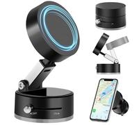 Vaccum Magnetic Suction Phone Mount,2025 Adjustable Double Sided Suction Cup Magnetic Phone Mount Holder for Magsafe All Phones Universal Foldable Car Cell Phone Mount for Car/Mirror/Smooth Surface