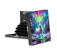 VACGBJPG Metal RFID Blocking Credit Card Wallet,Mini Slim Hard Case with 6 Slots,Small ID Holder for Women and Men,Business Card Organizer, Colorful Aurora and Divine Deer, Modern Metal Card Holder