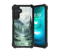VACGBJPG Phone Case for Samsung Galaxy A25 5G with Tempered Glass Screen Protector,Shockproof Dual-Layer TPU Bumper,Full-Body Protective Cover for Galaxy A25 5G,Mystic Forest Lake