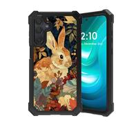 VACGBJPG Phone Case for Samsung Galaxy A25 5G with Tempered Glass Screen Protector,Shockproof Dual-Layer TPU Bumper,Full-Body Protective Cover for Galaxy A25 5GRabbit and Leaves