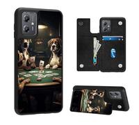 VACGBJPG Phone Wallet Case for Moto Edge 5G 2024,Flip PU Leather Phone Protective Cover with RFID Blocking and 3 Card Slots Kickstand for Motorola Edge 5G 2024,Dogs Playing Poker