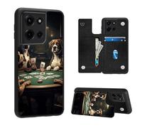 VACGBJPG Phone Wallet Case for Moto Edge Plus 2023,Flip PU Leather Phone Protective Cover with RFID Blocking and 3 Card Slots Kickstand for Motorola G 5G 2025,Dogs Playing Poker