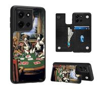VACGBJPG Phone Wallet Case for Moto Edge Plus 2023,Flip PU Leather Phone Protective Cover with RFID Blocking and 3 Card Slots Kickstand for Motorola G 5G 2025,Dogs Play Poker