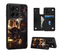 VACGBJPG Phone Wallet Case for Moto G 5G 2025,Flip PU Leather Phone Protective Cover with RFID Blocking Function and 3 Card Slots Kickstand for Motorola G 5G 2025,Royal Cat Scholar