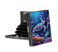 VACGBJPG RFID Blocking Metal Credit Card Holder,Slim Mini Wallet with 6 Slots,Compact ID Case for Men and Women,Business Card Organizer, Purple Coral and Sea Turtle, Modern Metal Card Holder