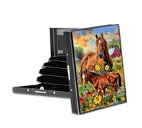 VACGBJPG Rfid Blocking Metal Credit Card Wallet-Slim & Durable 6-Slot Card Holder,Stainless Steel Rfid Protection Case for Men & Women,Compact Business Card Organizer, Horses and Flower Manor, Modern