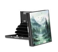 VACGBJPG Rfid Blocking Metal Credit Card Wallet-Slim & Durable 6-Slots Card Holder,Rfid Protection Stainless Steel Case for Men & Women, Compact Business Card Organizer, Mystic Forest Lake, Modern