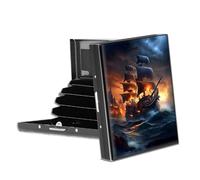 VACGBJPG Rfid Blocking Metal Credit Card Wallet-Slim & Durable 6-Slots Card Holder,Rfid Protection Stainless Steel Case for Men & Women, Compact Business Card Organizer, Pirate Ship Storm, Modern
