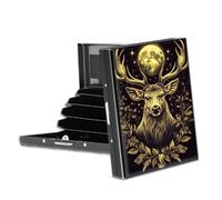 VACGBJPG Rfid Blocking Metal Credit Card Wallet-Slim & Durable 6-Slots Card Holder,Rfid Protection Stainless Steel Case for Men & Women, Compact Business Card Organizer, Golden Deer Moonlight, Modern
