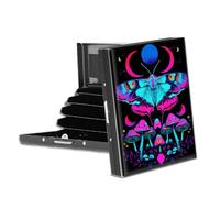 VACGBJPG Rfid Blocking Metal Credit Card Wallet-Slim & Durable 6-Slots Card Holder,Rfid Protection Stainless Steel Case for Men & Women, Compact Business Card Organizer, Blue Purple Psychedelic Moth