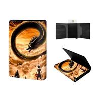 VACGBJPG Slim RFID Blocking Wallet for Men Pop-up Wallet,Faux Leather Business & Credit Card Holder, Holds Up to Cards & Cash Minimalist Front Pocket,Billeteras de Hombres, Black Dragon in the Sea of