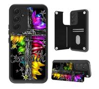 VACGBJPG Wallet Phone Case Suitable for Samsung Galaxy A14 5G,Flip PU Leather Protective Cover with RFID-Blocking Function and 3 Card Slots Kickstand,Death Cross Sunflower