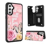 VACGBJPG Wallet Phone Case Suitable for Samsung Galaxy A15 5G,Flip PU Leather Protective Cover with RFID-Blocking Function and 3 Card Slots Kickstand,God Bless You Soon