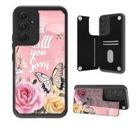 VACGBJPG Wallet Phone Case Suitable for Samsung Galaxy A54 5G,Flip PU Leather Protective Cover with RFID-Blocking Function and 3 Card Slots Kickstand,God Bless You Soon