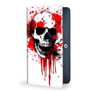 VACGBJPG Womens Wallet,RFID Blocking Credit Card Slim Thin Holder,Long Bifold PU Leather Card Cash Clutch Pocket Ladies Minimalist Travel Wallets, Skull Blood Splatter