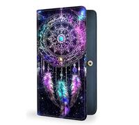 VACGBJPG Womens Wallet,RFID Blocking Credit Card Slim Thin Holder,Long Bifold PU Leather Card Cash Clutch Pocket Ladies Minimalist Travel Wallets, Galactic Dreamcatcher Art