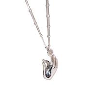 Vachana Jnana Mudra Rhodium Plated Sterling Silver Pendant Necklace (Beaded Chain)