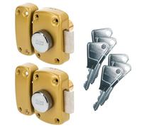 VACHETTE 2-Piece Gray Key Lock Set, Polished, Rectangular, 67600MN/SC, Interlocking Cylinder, 45 mm Length, 23 mm Diameter, 6 Keys Included