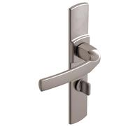 Vachette ARTIS Door Handle Set on Plate - Locking Version for Toilet Doors and Bathrooms - Distance 195 mm - Durable Zamak Material - Platinum Finish