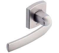 Vachette assa abloy - Set of 2 Door Handles on Platinum Coloured Rosettes - Chrome Velvet Finish