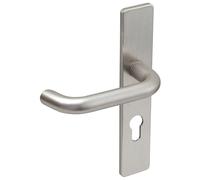 Vachette BERCY Door Handle on Large Plate Key I Version for Entrance Door/Basement/Office/Garage, Hole Spacing 195 mm - Easy Installation System - Durable Zamak - Silver Finish