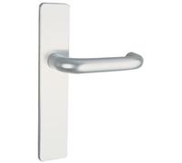 Vachette BERCY Door Handle Set on Plate - Key Version I for Landing Doors, Hole Spacing 195 mm - Right Hand Installation - Easy Installation - Anodised Aluminium - Silver Finish