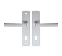 Vachette KAZA Door Handle Set on Plate - Key Version L for Bedroom and Office Doors - Distance 165 mm - Durable Aluminium Material - 10 Year Guarantee - Silver Finish