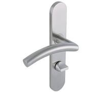 Vachette Linox 494 Comma Door Handle Set on Large Plate - Indicator Lock - Bathroom and Toilet Door - Distance 195 mm - Easy to Install - Stainless Steel
