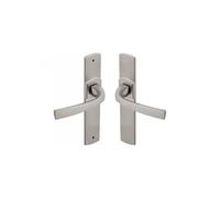 Vachette MUZE Door Handle Set on Large Plate - Cane Spout for Kitchen/Living Room, Distance 195 mm - Easy Installation System - Made of Durable Zamak - Platinum Finish