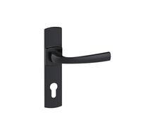 Vachette MUZE Door Handle Set on Plate - Key Version I, Entrance Door, Office, Garage - Distance 195 mm - Easy Installation System - Durable Zamak - Black Onyx Finish