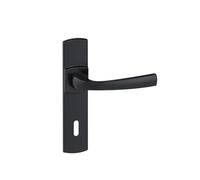 Vachette MUZE Door Handle Set on Plate - L-Key Version for Bedroom and Office - Hole Spacing 195 mm - Easy Installation System - Durable Zamak - Black Onyx Finish