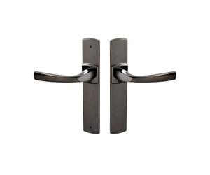 Vachette MUZE Zamak Large Plate Door Handles Set - Double Handle Version on Plate Distance 195 mm - Cane Spout for Kitchen/Living Room Door - Black Diamond Finish