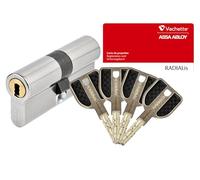 Vachette Radialis - Maximum Security Stainless Steel Lock Cylinder 42.5 x 42.5 mm for Exterior, Front Doors - 4 Uncopying Keys, 42,5x42,5