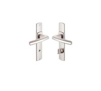 Vachette SCULT Door Handle Set on Plate - Locking Version for Toilet and Bathroom Doors - Hole Spacing 165 mm - Durable Zamak Material - Platinum Finish