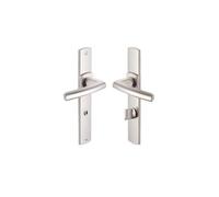 Vachette SCULT Door Handle Set on Plate - Locking Version for Toilet and Bathroom Doors - Hole Spacing 195 mm - Durable Zamak Material - 10 Year Guarantee - Platinum Finish