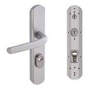 Vachette Sécumax Up Set of Door Handle on Plate Key Version I Hole Spacing 195 mm Easy Installation Aluminium Stainless Steel Cylinder Protector Adjustable 5 mm Silver Anodised