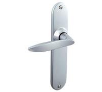 Vachette Twist Door Handle Set on Large Plate - Cane Spout Version for Kitchen and Living Room - Distance 195 mm - Easy Installation System - Durable Zamak - Velvet Chrome Finish