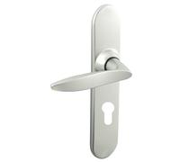 Vachette Twist Door Handle Set on Large Plate Key I Version for Entrance Door Hole Spacing 195 mm Made of Durable Zamak Velvet Chrome Finish Easy Installation System