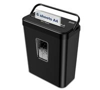 VACLANY 6 Sheet Cross Cut Paper Shredder, Shreds Credit Cards, Staples, 4 Operation Modes, Portable Handle Design, Compact Shredder with 13L Wastebasket & Transparent Window for Home Office