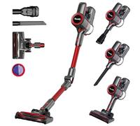 VacniQ Cordless Vacuum Cleaner, Stick Vacuum, Long Runtime, Powerful Suction for Home Pet Carpet Floor, Anti Hair Wrap, Rechargeable Battery (red)