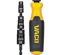 VACO VAC1071 Impact Driver, 7-in-1 Metric Multi-Bit Impact Flip Socket Set with Handle, Magnetic, 6 Hex Sizes and 1/4-Inch Bit Holder