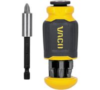 VACO VAC1080 Multi-Bit Stubby Screwdriver, Impact Driver, 8-in-1 Adjustable Magnetic Tool with Phillips, Slotted, and Square Bits