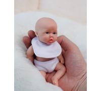 VacosHeart 6inch Reborn Baby Doll Ultra-Realistic Silicone Soft Body, Blue Eyes, Adorable Tiny Protruding Tongue, Adjustable White Bib & Diaper Outfit, Realistic Wrinkled Joints for Lifelike Poses