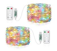 Vacoulery [2 Pack] Led Fairy Lights, 10M 100Leds USB Plug in Powered Lights Waterproof 8 Modes USB Fairy Lights with Remote Timer for Indoor Outdoor Party Wedding Christmas Decorations