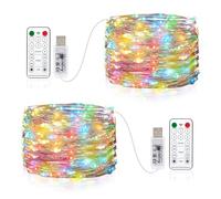 Vacoulery [2 Pack] Led Fairy Lights, 10M 100Leds USB Plug in Powered Lights Waterproof 8 Modes USB Fairy Lights with Remote Timer for Indoor Outdoor Party Wedding Christmas Decorations