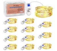 Vacoulery 2M LED String Lights Battery Powered with Timer 20 LED Copper Wire Fairy Lights for Home Garden Wedding Party Christmas Halloween Indoor Decorations (12 PCS Warm White)