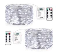 Vacoulery Battery Fairy Lights, 2 Pack 12M 120 LEDs Fairy Lights Battery Operated Timer Waterproof Copper Wire String Light 8 Mode with Remote Control for Bedroom Christmas Party Wedding Decoration